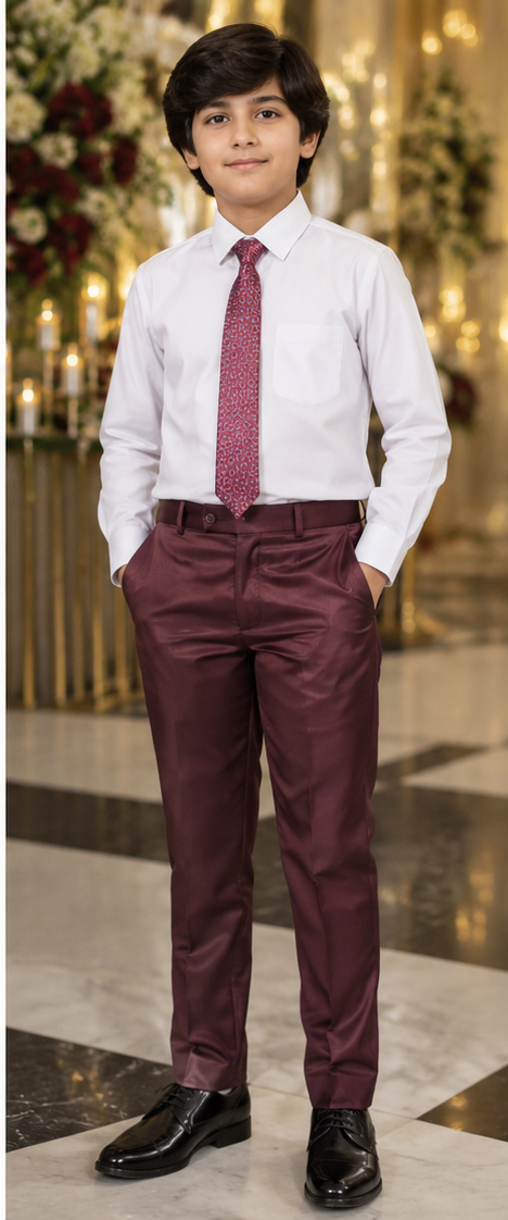 Boys Wine 5 Piece Formal Suit
