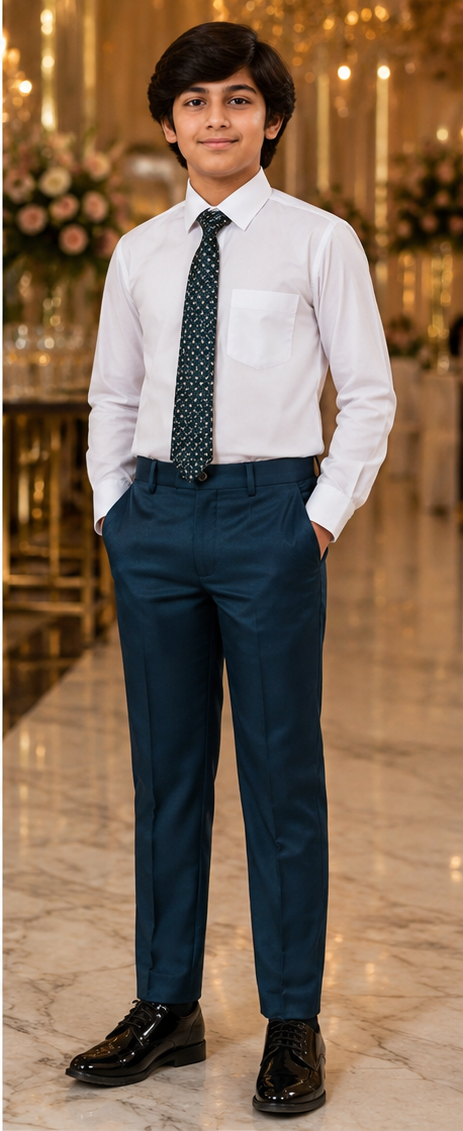 Boys Teal Blue 5 Piece Formal Suit