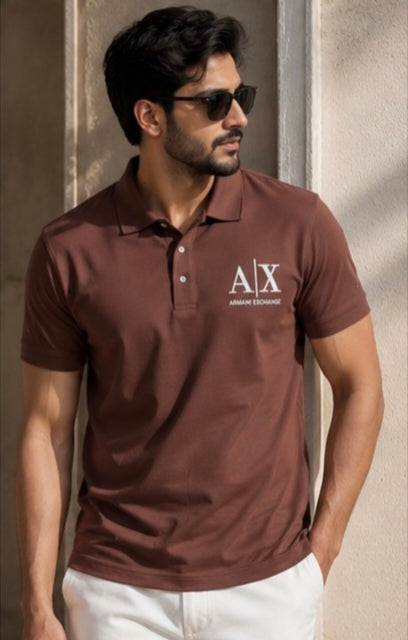 Men's Dark Forest Green AX Logo Polo T-Shirt