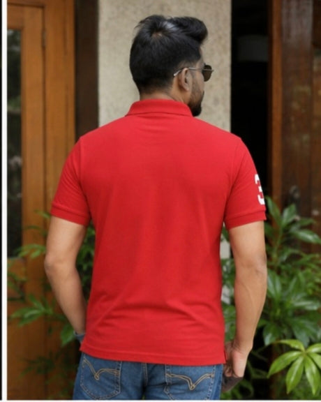 Men's Classic Red Polo T-Shirt – Premium Cotton Casual Half Sleeve Tee