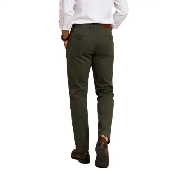 Men S Olive Green Slim Fit Cotton Pant