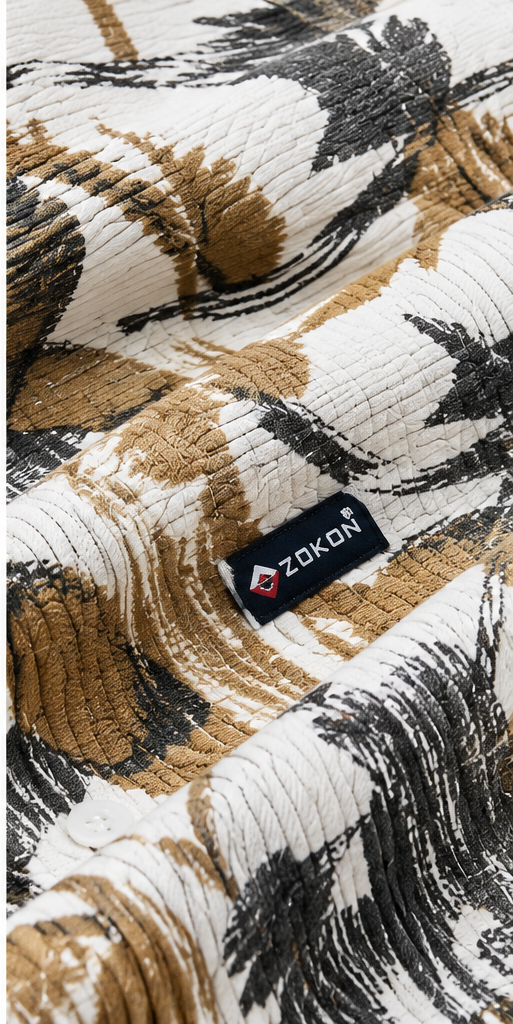 Boys Beige Abstract Print Casual Shirt