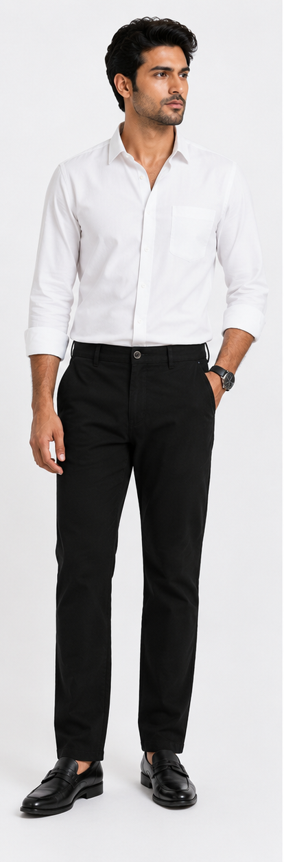 Men's Black Slim Fit Cotton Pant