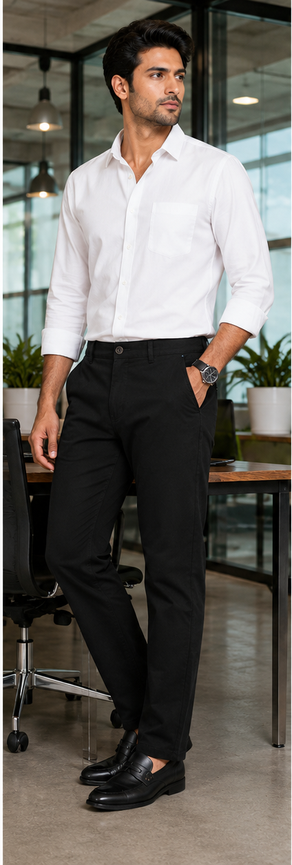Men's Black Slim Fit Cotton Pant