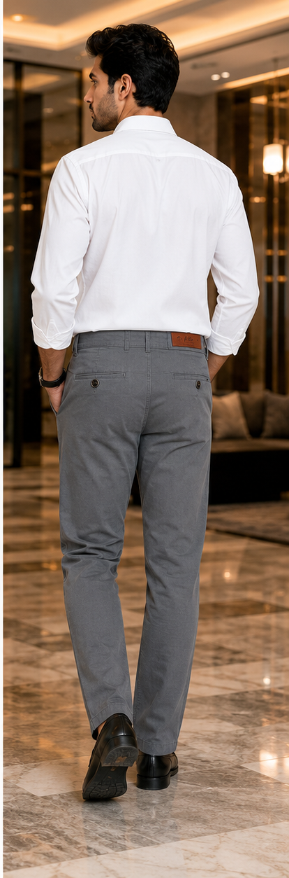 Men's Grey Slim Fit Cotton Pant