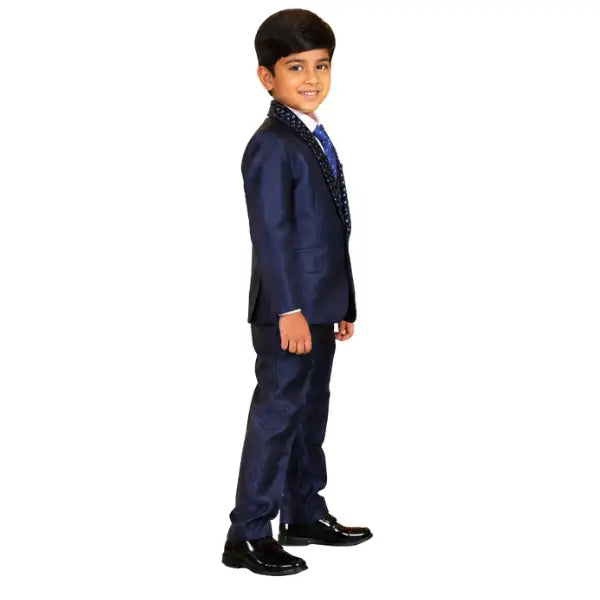 Boys Navy Blue 5 Piece Formal Suit for wedding and party wear