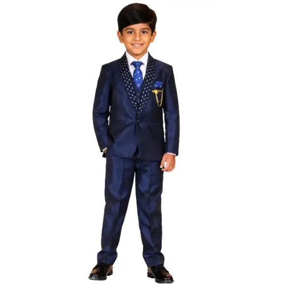 Boys Navy Blue 5 Piece Formal Suit for wedding and party wear