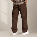 FileJohn Men's Pure Linen 6-Pocket Cargo Pants – Chocolate Brown | Premium Rugged Utility Trousers