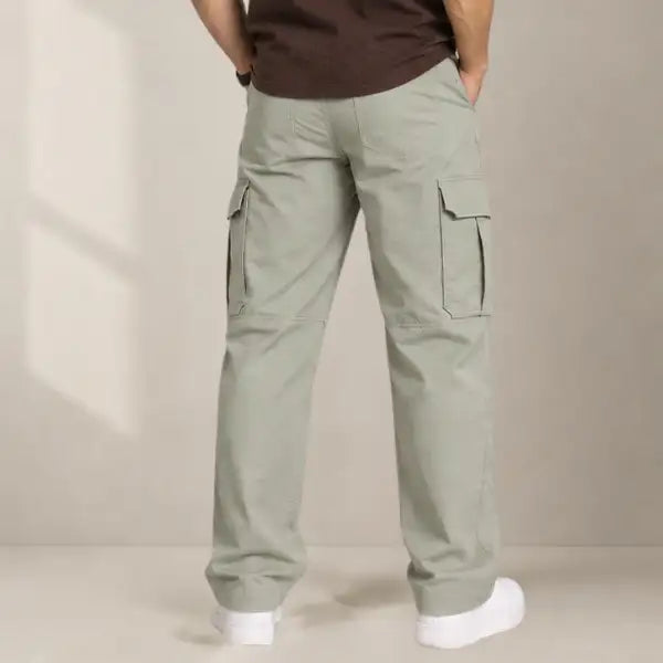 FileJohn Men's Pure Linen 6-Pocket Cargo Pants – Sage Green | Premium Lightweight Summer Trousers