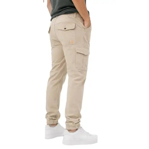 Men's Desert Beige Slim Fit Stretch Cargo Jogger Pants