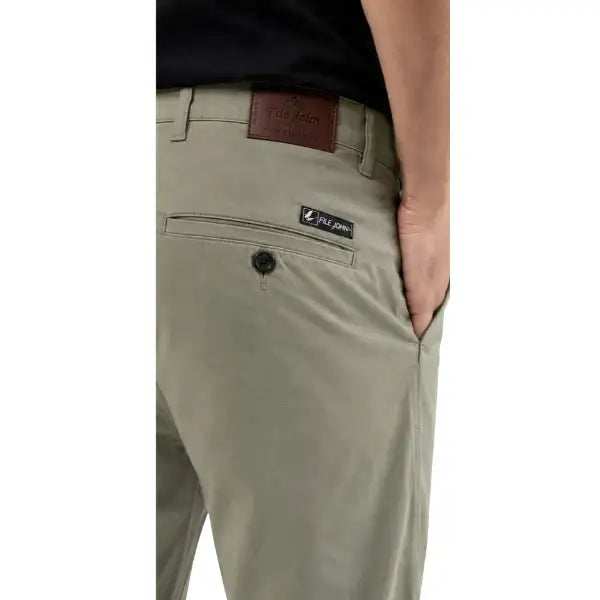 Men's Olive Grey Slim Fit Cotton Stretch Casual Pants