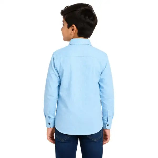 Boys Sky Blue Textured Casual Shirt