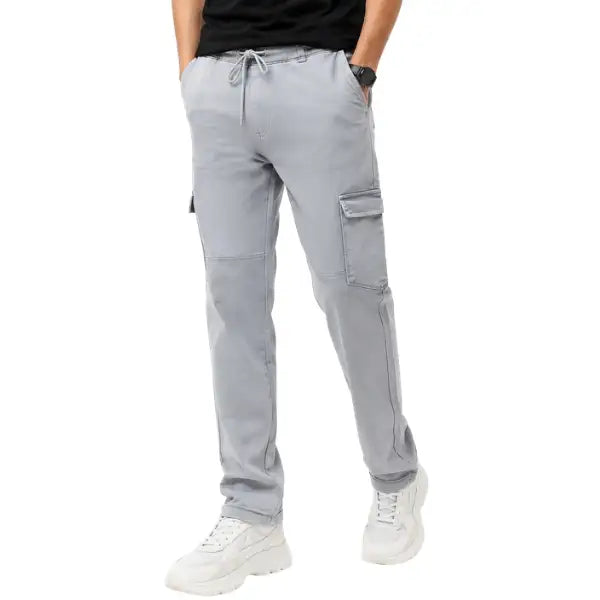 Men’s Light Grey Cargo Jogger Pants – Slim Fit Utility Trousers