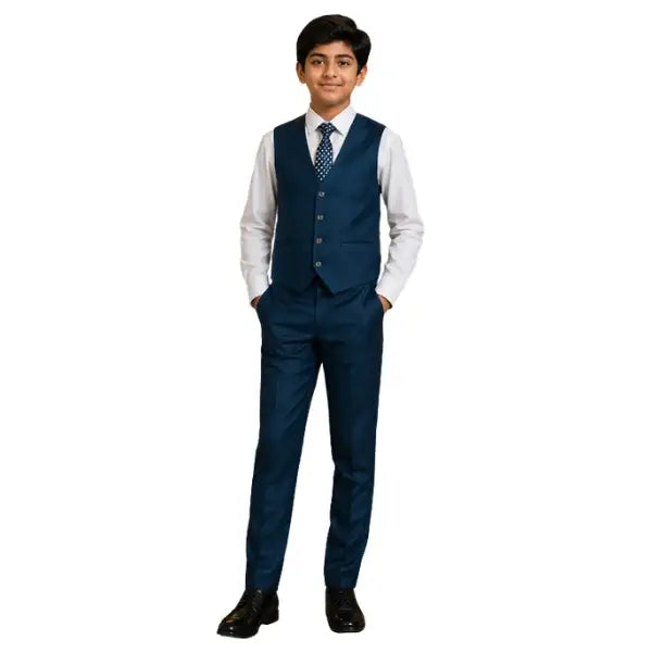 Boys Royal Blue Tailored Fit 5 Piece Formal Suit
