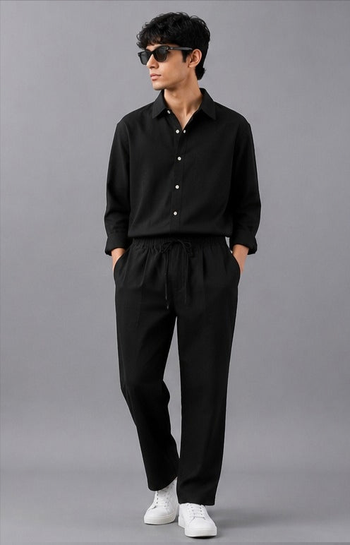 Men’s Premium Black Co-ord Set – Relaxed Fit Shirt & Trouser