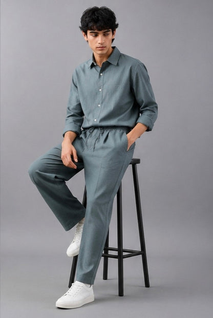 Men’s Premium Black Co-ord Set – Relaxed Fit Shirt & Trouser