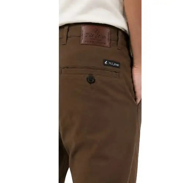 Men's Walnut Brown Slim Fit Cotton Stretch  Pants