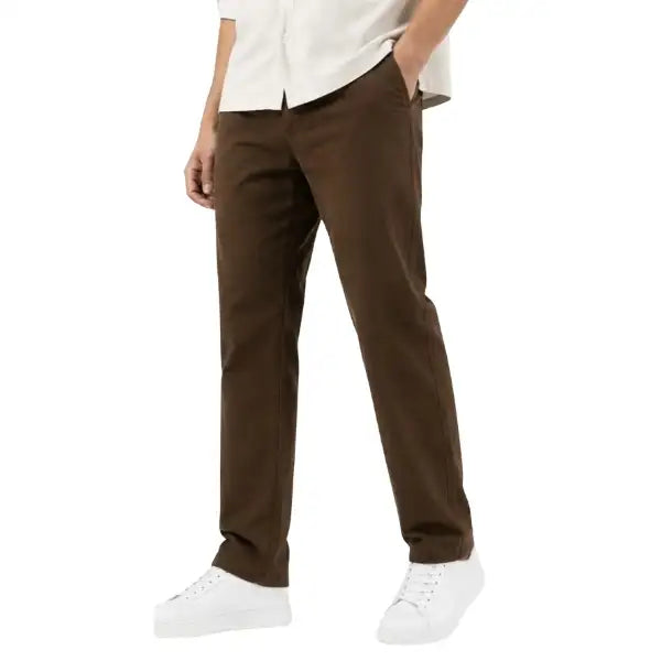 Men's Walnut Brown Slim Fit Cotton Stretch  Pants