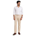Men Cream Slim Fit Cotton Pant