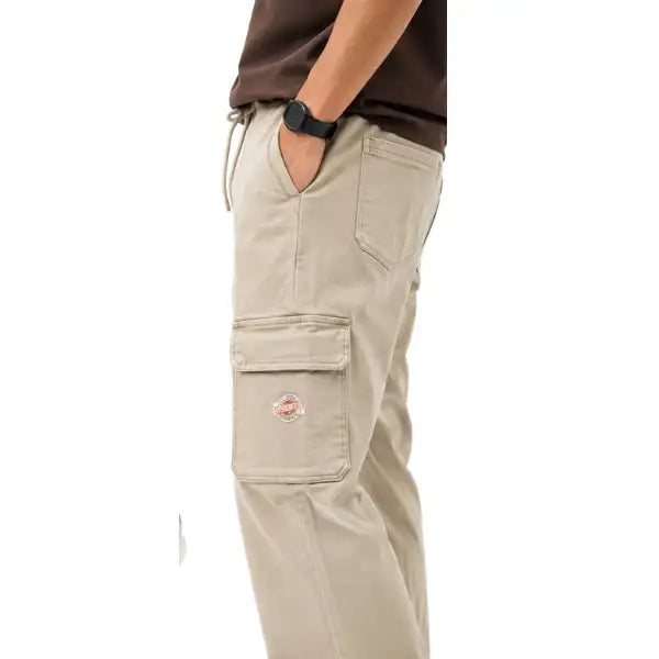 Men’s Beige Cargo Pants – Slim Fit Multi-Pocket Utility Trousers