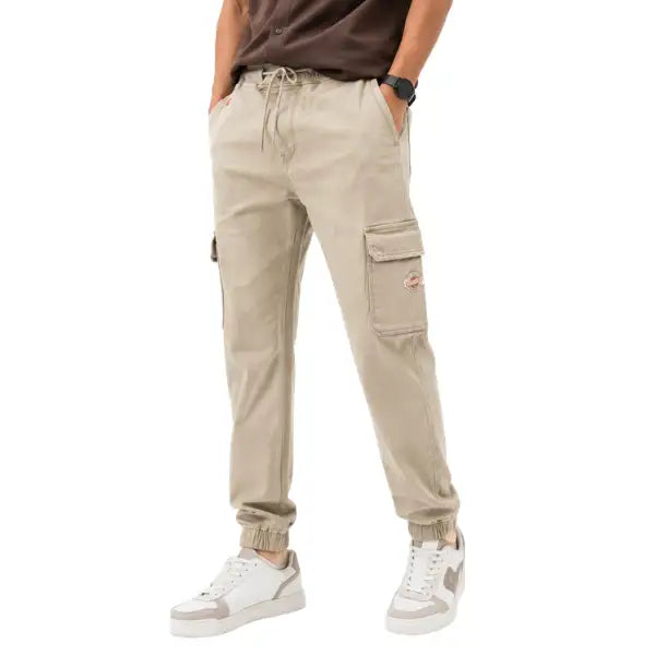 Men’s Beige Cargo Pants – Slim Fit Multi-Pocket Utility Trousers