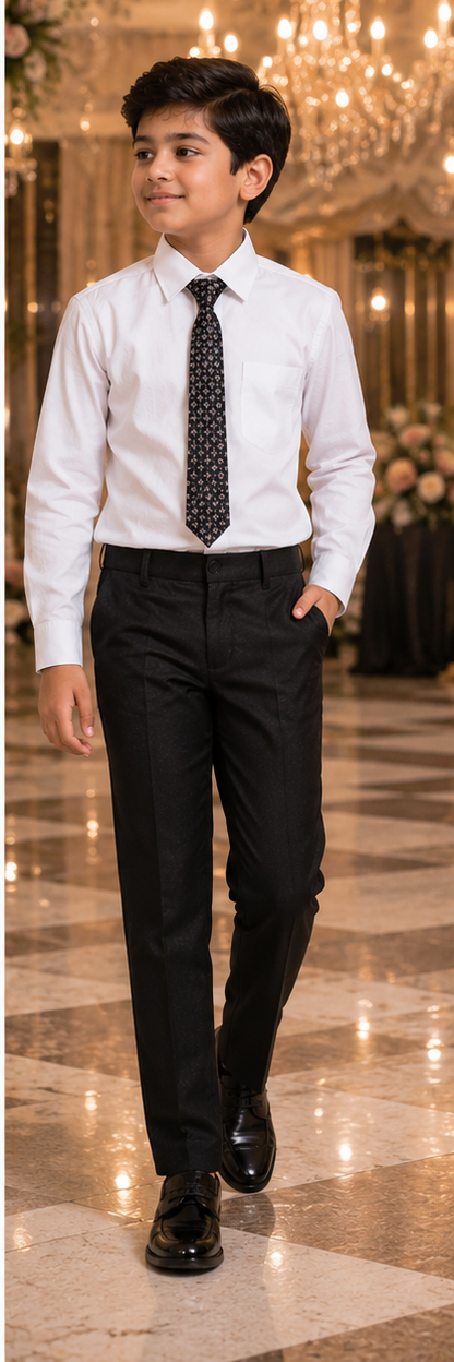 Boys' Black Tailored Fit 5-Piece Formal Suit for Wedding & Party Wear