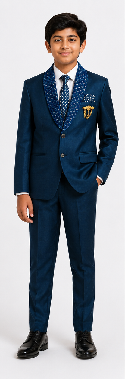 Boys' Royal Blue Tailored Fit 5-Piece Formal Suit