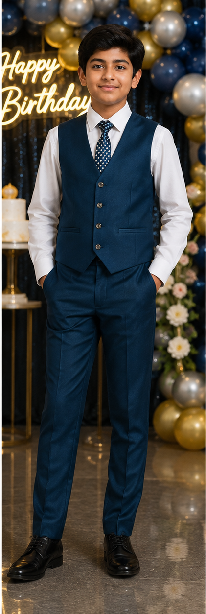 Boys' Royal Blue Tailored Fit 5-Piece Formal Suit