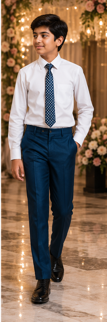 Boys' Royal Blue Tailored Fit 5-Piece Formal Suit
