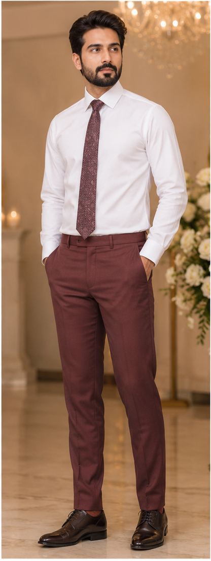 Men's Maroon 3 Piece Formal Suit