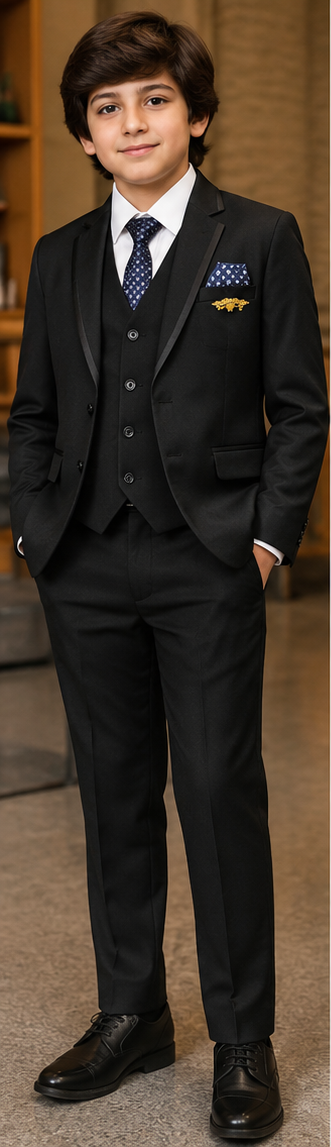 Boys Black 5 Piece Formal Suit