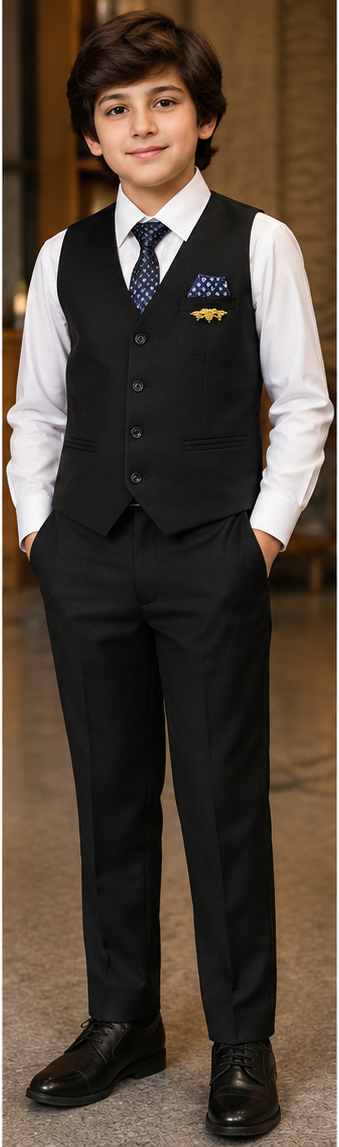 Boys Black 5 Piece Formal Suit