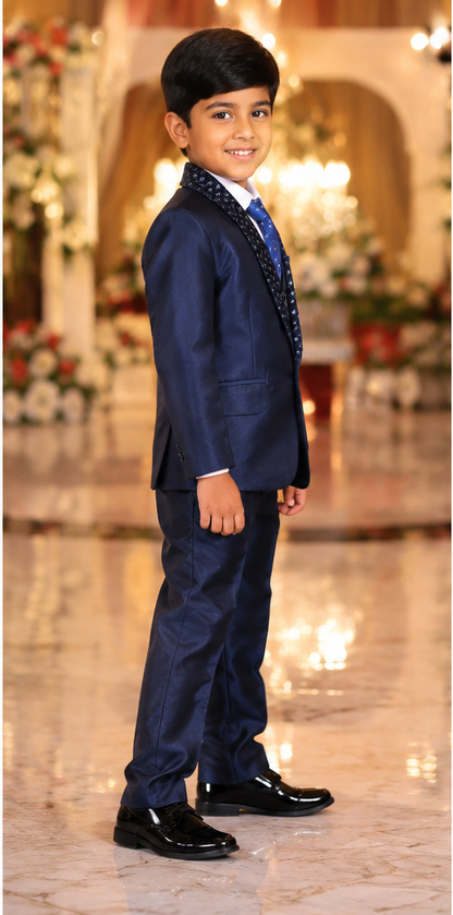 Boys Navy Blue 5 Piece Formal Suit