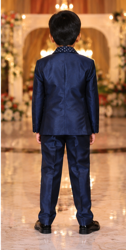 Boys Navy Blue 5 Piece Formal Suit