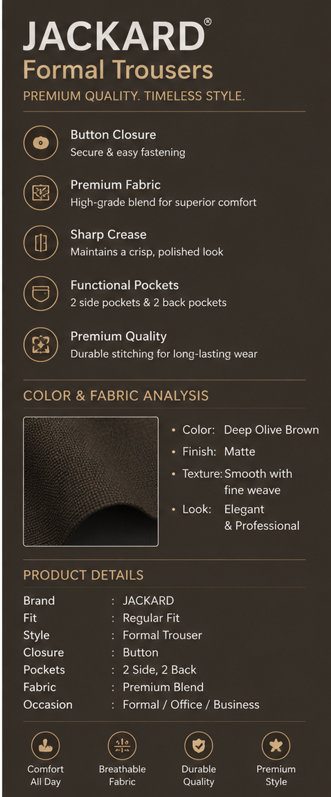 Men's Deep Olive Brown Formal Pant