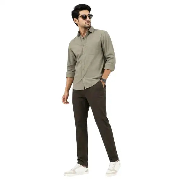Men's Dark Olive Slim Fit Cotton Stretch pants