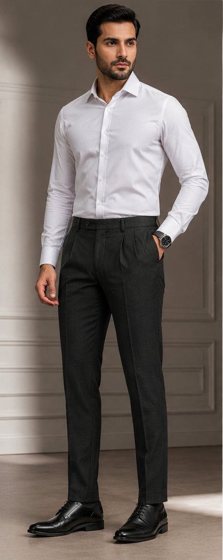 Men's Charcoal Black Formal Pant for Office Wear