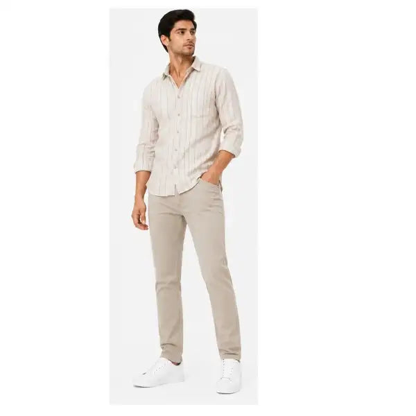 Men's Sand Beige Slim Fit Stretch Denim Jeans