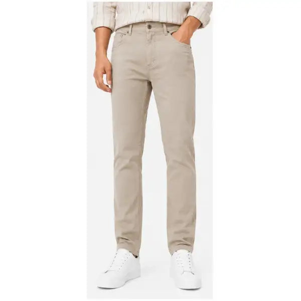 Men's Sand Beige Slim Fit Stretch Denim Jeans