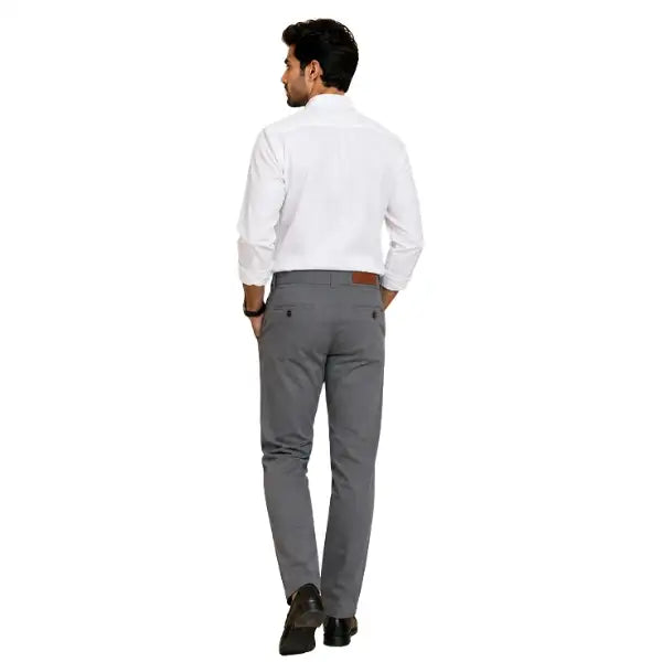 Men's Grey Slim Fit Cotton Pant