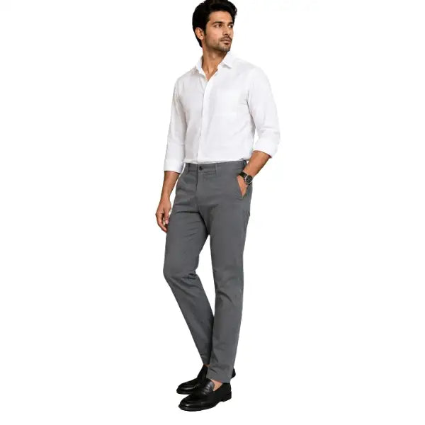 Men's Grey Slim Fit Cotton Pant