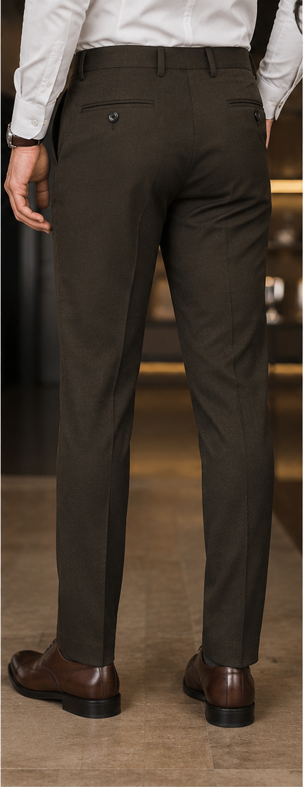 Men's Deep Olive Brown Formal Pant