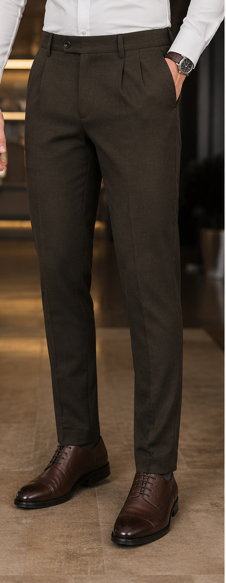 Men's Deep Olive Brown Formal Pant
