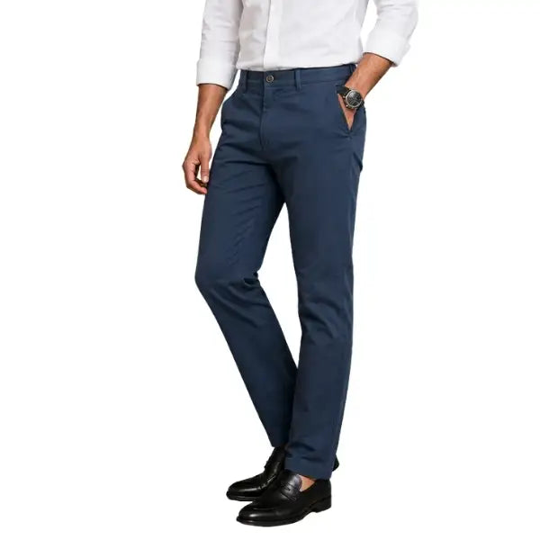 Men S Navy Blue Slim Fit Cotton Pant